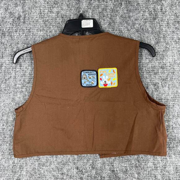 Girl scouts Vest Large Brown USA‎ made Scouting Vintage Brownies Patches Cactus - Picture 2 of 7